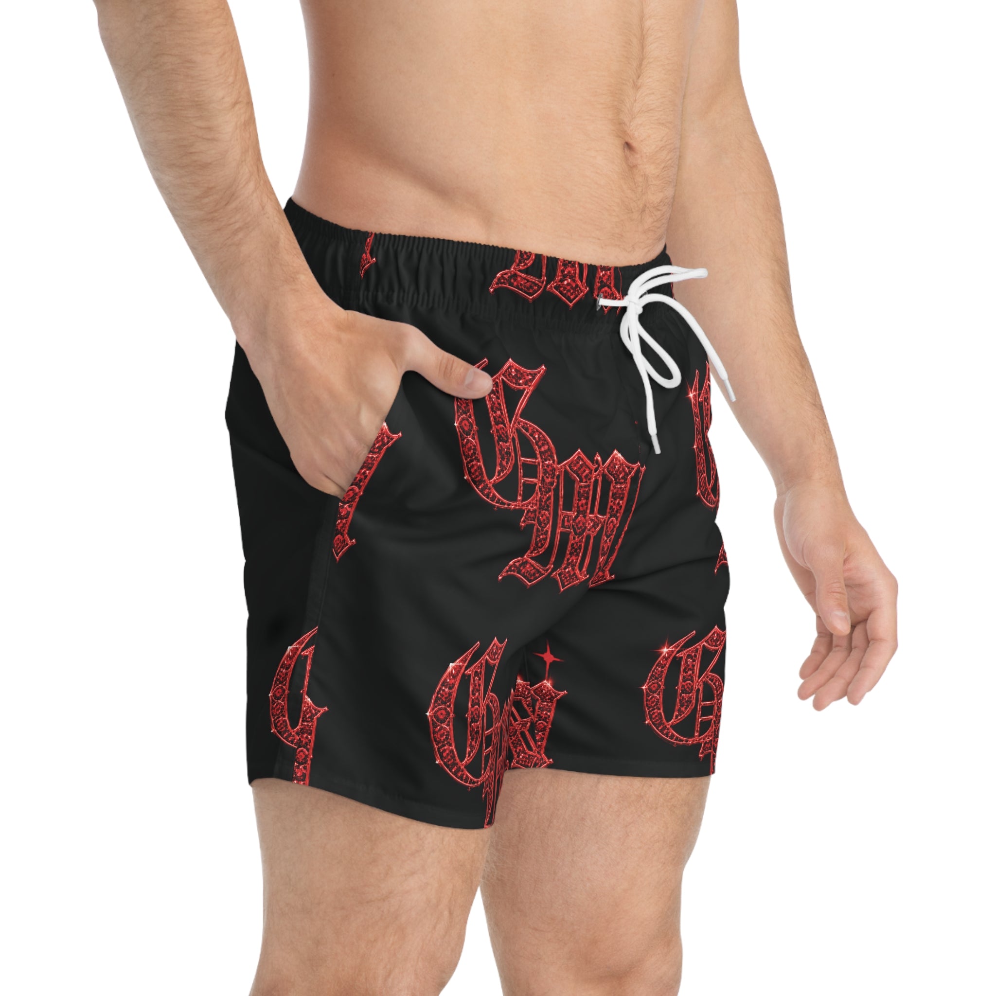 Gothic Red GM Pattern Swim Trunks